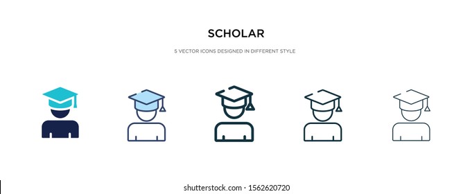 scholar icon in different style vector illustration. two colored and black scholar vector icons designed in filled, outline, line and stroke style can be used for web, mobile, ui