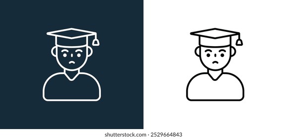 ícone acadêmico isolado em cores brancas e pretas. ícone vetorial linear do contorno acadêmico da coleção de habilidades para a vida para aplicativos móveis, web e ui.