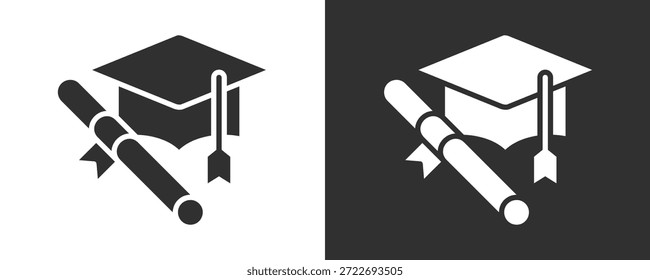 Ícone Acadêmico Definir Coleção De Vetores Isolada Em Preto E Branco