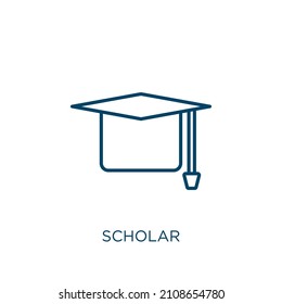 scholar icon. Thin linear scholar outline icon isolated on white background. Line vector scholar sign, symbol for web and mobile