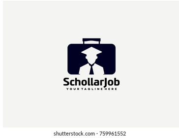 Scholar Jobs Logo Template Design. Creative Vector Emblem for Icon or Design Concept