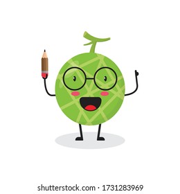 scholar melon fruit cute character mascot vector design
