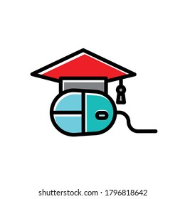 scholar mouse logo icon graphic. Editable stroke. Design template vector