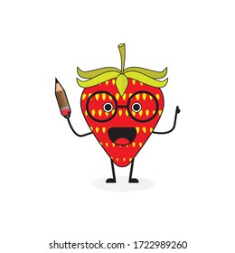 diseño de vectores de mascota de caracoles de fresa erudita adorable