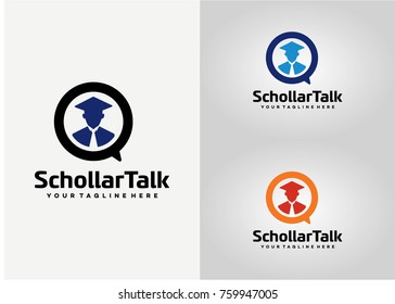 Scholar Student Talk Logo Template Design. Creative Vector Emblem for Icon or Design Concept