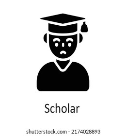 Scholar vector filled outline Icon Design illustration on White background. EPS 10 File