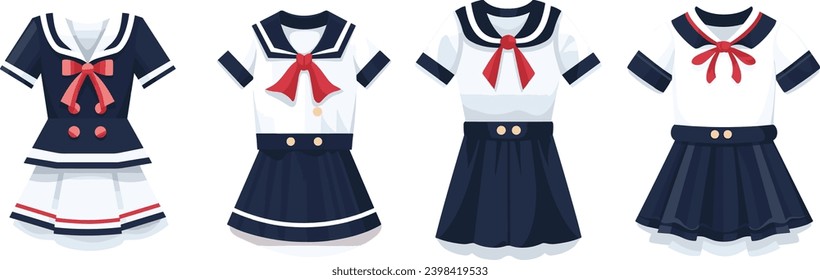 Scholarly Charm: Girl School Uniform Vector : Immerse your designs in a world of scholarly charm with our Scholarly Charm Girl School Uniform Design Illustration Vector. 