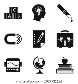 Scholarly icons set. Simple set of 9 scholarly vector icons for web isolated on white background