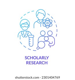 Scholarly research blue gradient concept icon. Historical study. Genealogical research motivation abstract idea thin line illustration. Isolated outline drawing. Myriad Pro-Bold font used