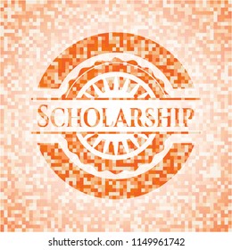 Scholarship abstract orange mosaic emblem with background