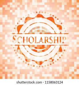 Scholarship abstract orange mosaic emblem with background