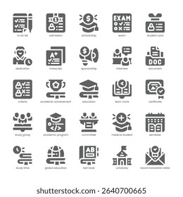 Scholarship Application Icon pack for your website, mobile, presentation, and logo design. Scholarship Application Icon solid design. Vector graphics illustration and editable stroke.