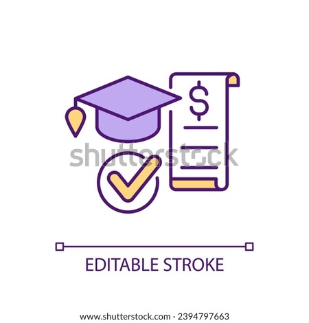 Scholarship application RGB color icon. Student loan. High school. Education opportunity. College finance. Graduation. Isolated vector illustration. Simple filled line drawing. Editable stroke