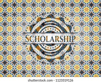 Scholarship arabesque style emblem. arabic decoration.