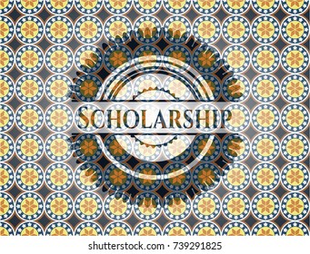 Scholarship arabic badge. Arabesque decoration.
