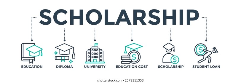 Scholarship banner web icon concept with icons for education
