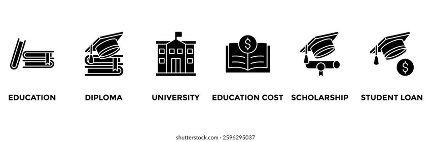 Scholarship banner web icon vector illustration concept with icon of education, diploma, university, education cost, scholarship, loan student