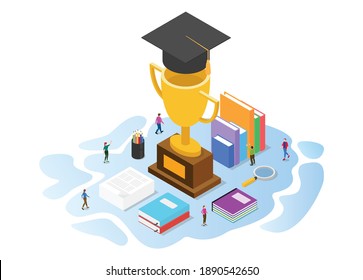 scholarship concept with modern isometric or 3d style