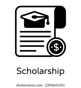 Scholarship, a creatively designed glyph icon is up for premium use 