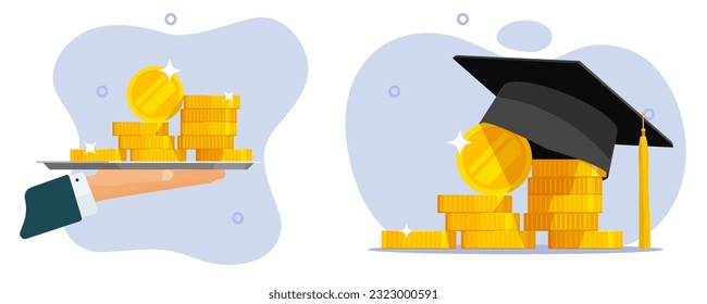 Scholarship education study cost money icon vector 3d concept graphic, loan credit giving person man hand on university degree achievement, pay learning price, college investment budget clipart image