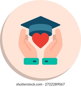 Icono de estilo de círculo plano de beca