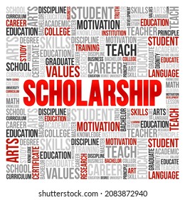 Scholarship Is A Form Of Financial Aid Awarded To Students For Further Education, Word Cloud Education Concept Background