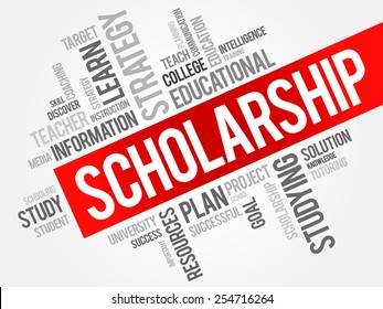 Scholarship Is A Form Of Financial Aid Awarded To Students For Further Education, Word Cloud Education Concept Background