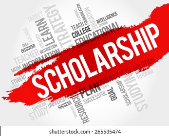 Scholarship Is A Form Of Financial Aid Awarded To Students For Further Education, Word Cloud Education Concept Background