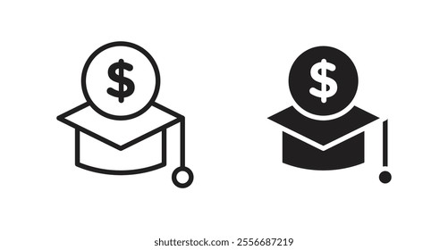 Scholarship fund icon set in Thin line black color.