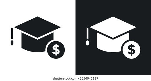 Scholarship fund icons in solid black and white colors