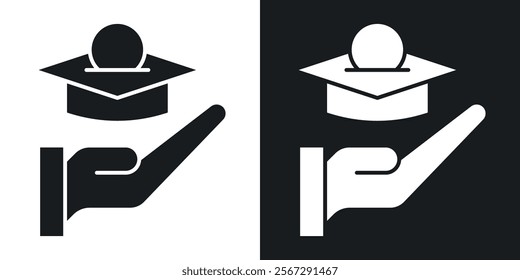 Scholarship fund icons in solid black and white colors