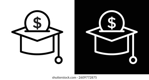 Scholarship fund icons vector set in stroke line style