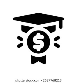 scholarship glyph icon. Strong and solid vector icon for websites, mobile interfaces, presentations, and visual branding. High quality and easy to edit.