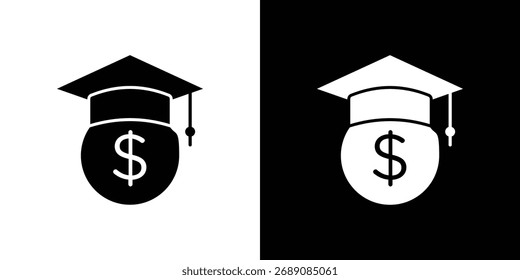 Scholarship icon. The black silhouette vector