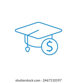 Scholarship icon with blue linear design 