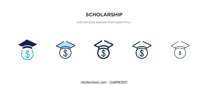 scholarship icon in different style vector illustration. two colored and black scholarship vector icons designed in filled, outline, line and stroke style can be used for web, mobile, ui