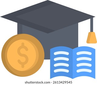 Scholarship Icon Flat Vector Illustration