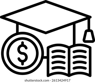 Scholarship Icon Line Vector Illustration