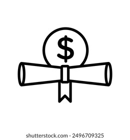 Icono de beca lineal logo marca en blanco y negro