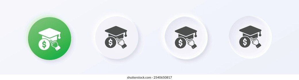 Scholarship icon. Neumorphism round style button design vector
