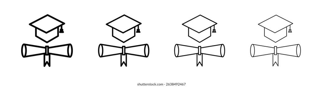 Scholarship icon Outline sign symbol set