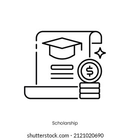 scholarship icon. Outline style icon design isolated on white background