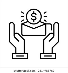 scholarship icon in outline style vector illustration