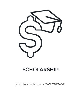 Scholarship Icon Outline Style. Vector Illustration For Graphic Design