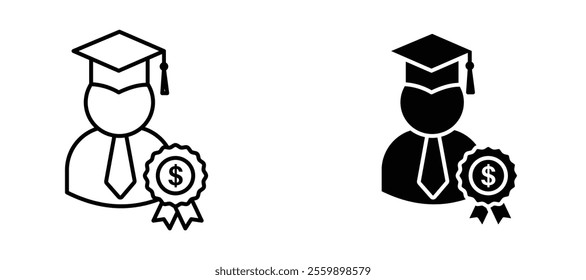 Scholarship Icon set in black color for ui designs