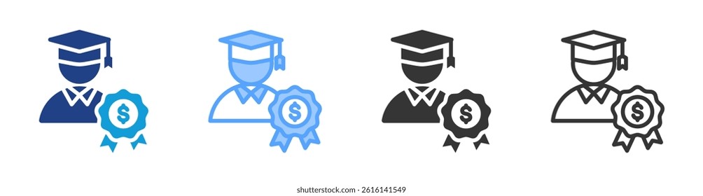 Scholarship icon set multiple style collection