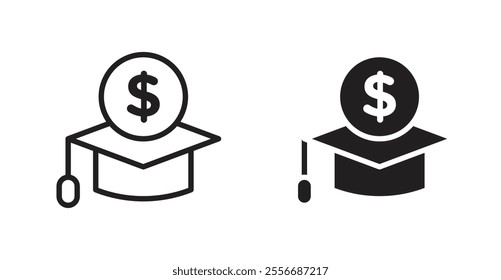 Scholarship icon set in Thin line black color.