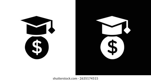 Icono de la beca en estilo plano sólido del diseño de moda.