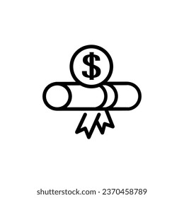 Scholarship icon. Thin linear scholarship outline icon isolated on white background from e learning and education collection. Line vector sign, symbol for web and mobile
