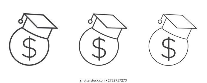 Scholarship icon vector Graphics. Black thin lines icons